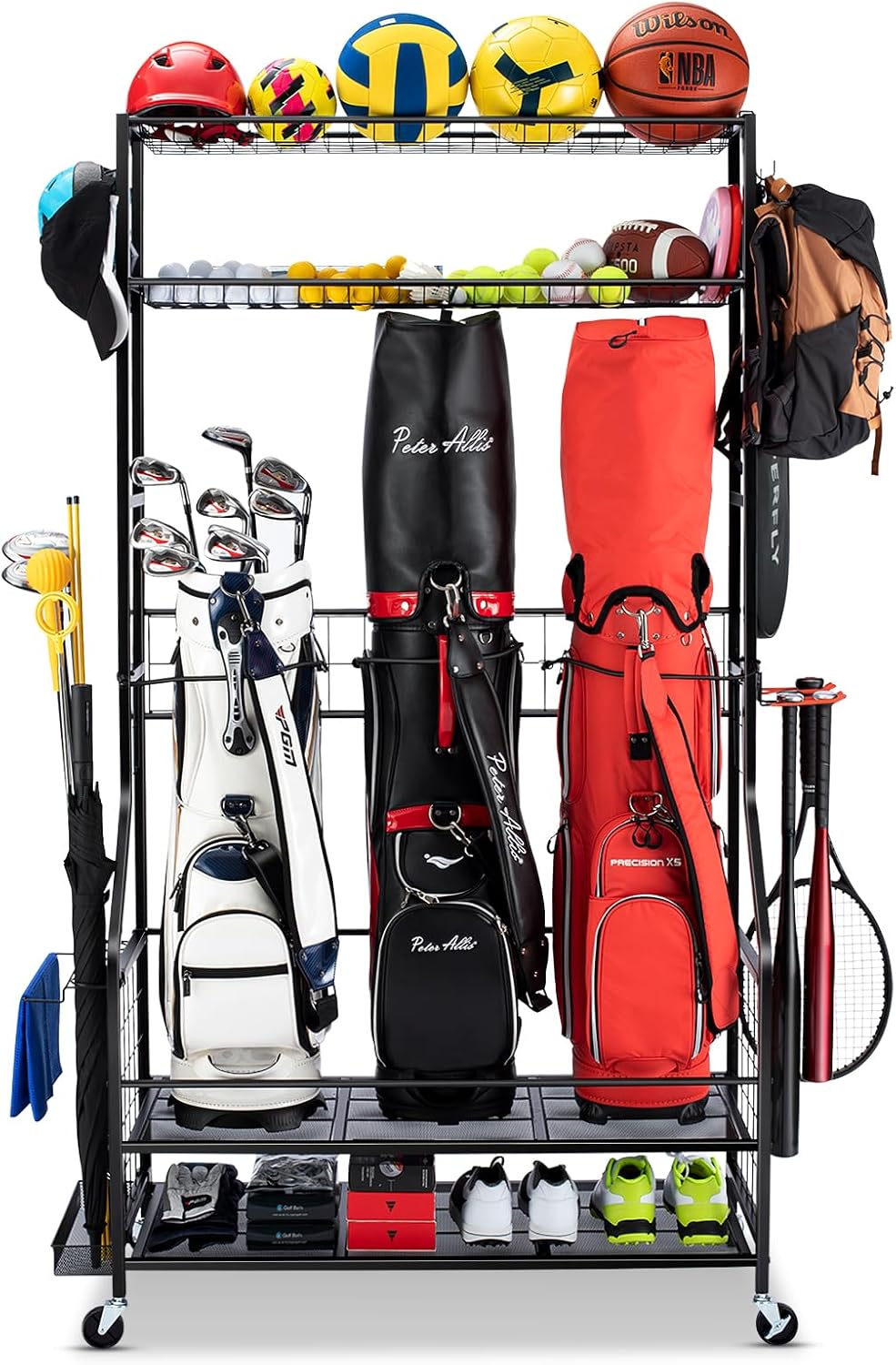 Golf Equipment Garage Organizer - Stojak na torby golfowe, wytrzymały organizer