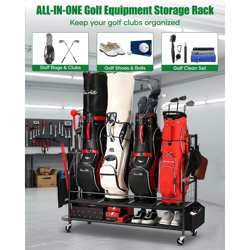Stojak na torby golfowe na kół – Golf Equipment Garage Storage recenzja i cena