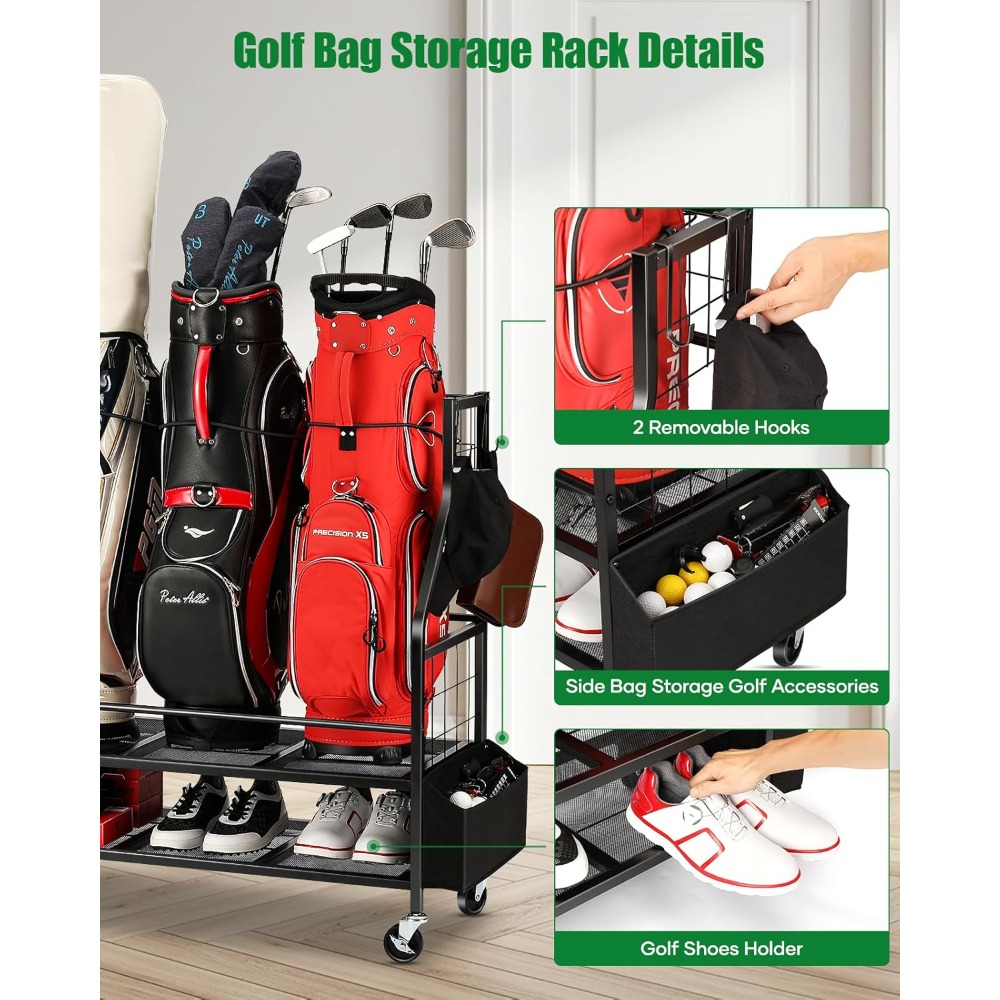 Stojak na torby golfowe na kół – Golf Equipment Garage Storage recenzja i cena