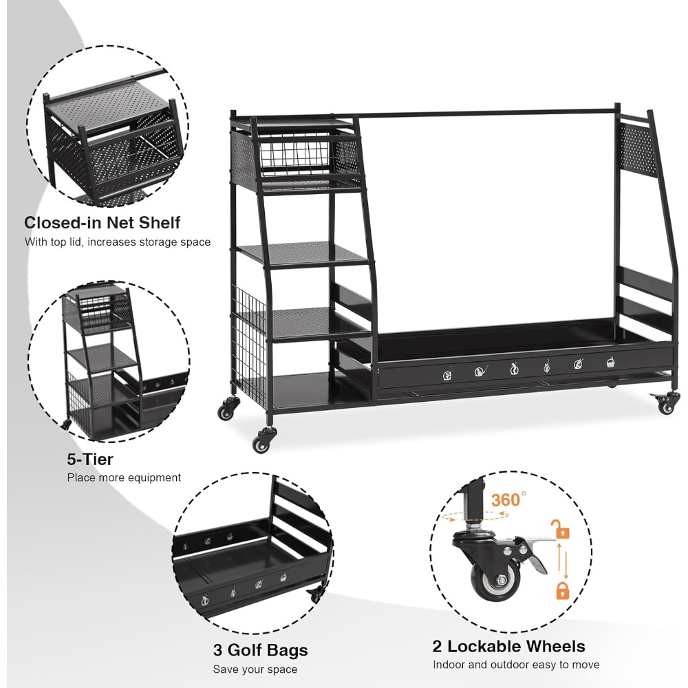 Stojak/Organizer na torby golf – Golf Equipment Garage Storage recenzja i cena